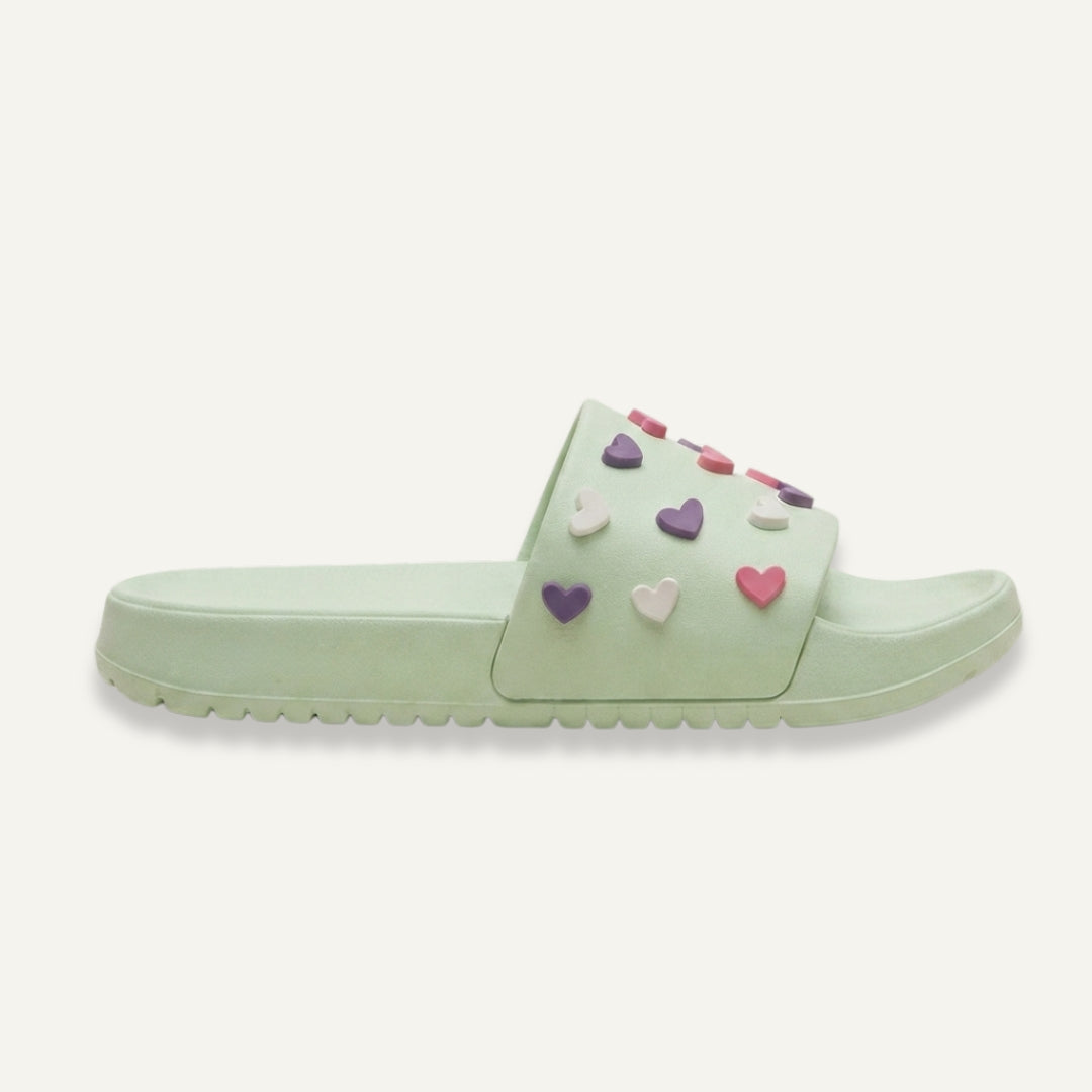Chancla Corazones Verde Menta
