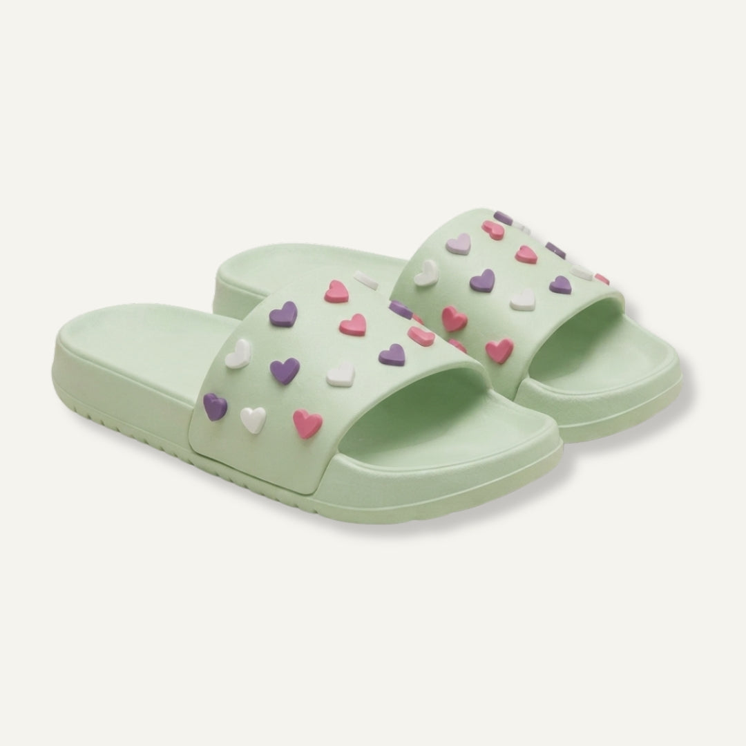 Chancla Corazones Verde Menta